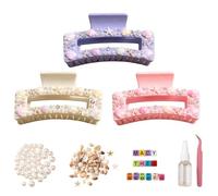 Pinces à cheveux de sirène, kit de griffes de cheveux sur le thème de la plage de l'océan, kit de pinces à cheveux en acrylique avec coquillages, perles, perles de lettres (#ABC)