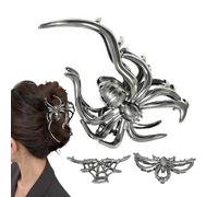Pinces à cheveux d'Halloween pour femmes - Gotic Claw Clamp, Spider Skeleton Accessory | Ensemble de pince de batte de tête de mort décorative 3 pièces, outil créatif de costume de fête