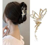 Pinces à cheveux dorées avec strass pour filles, pinces à cheveux en métal, épingles à cheveux en cristal pour cheveux épais, elfe et requin, accessoires de cheveux pour femme