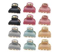 Pinces À Cheveux En Acrylique 12 Pièces, Design Mini Et Compact, En Matériau Acrylique, À La Mode Et Légères, Disponibles En Différentes Couleurs, Adaptées À La Coiffure Quotidienne.