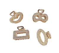 Pinces à cheveux en alliage, pince de taille moyenne, poignée sur la tête arrière, petit casque avec épingles à cheveux, épingle à cheveux avec Clip supérieur(4 pieces)