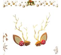 Pinces à cheveux en bois de cerf - Design bois de cerf avec lumière LED, barrettes à cheveux festives, utilisation pour les spectacles de scène et les réunions sociales, accessoire de Noël, 14 x 5 x 2