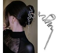 Pinces à cheveux en forme d'arête de poisson, grandes pinces à cheveux antidérapantes en métal doré, accessoires pour cheveux épais/fins (serpent argenté)