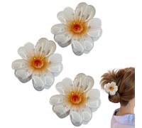 Pinces À Cheveux En Forme De Fleur Pour Femmes - 3 Pièces Maintien Ferme Anti-Dérapant Accessoires Pour Styles De Coiffure | Barrettes Griffes À Fleurs Pour Cheveux Épais,Pour Les Voyages D'Été À La P