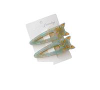 Pinces à cheveux en forme de goutte for femmes, pinces à bec de canard chat, paquet de deux(Light Green)