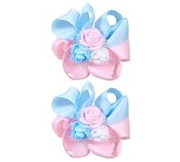 Pinces à cheveux en forme de nœud en forme de fleur de 7,6 cm faites à la main pour enfants, filles, jolies épingles à cheveux ruban gros-grain rose accessoires pour cheveux pour école, fête, bal de