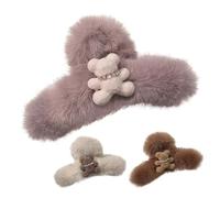 Pinces à cheveux en forme d'ours en peluche - Grande barrette à cheveux en peluche - Pour amis, filles, famille, Birt