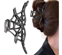 Pinces à cheveux en métal en forme de toile d'araignée - Pinces à cheveux solides - Accessoires de cheveux gothiques - Pinces à cheveux antidérapantes en toile d'araignée noire pour filles et femmes -