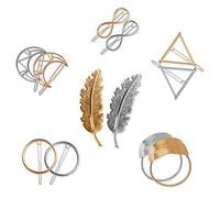 Pinces à Cheveux en Métal Géométrique Barretes à Cheveux Feuille Plume Cercle Triangle Infini Lune Forme Épingles à Cheveux pour Accessoire de Cheveux de Femmes Filles 12 Pièces (Or et Argent)