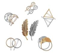 Pinces À Cheveux En Métal Pour Femmes, Épingles À Cheveux En Forme De Feuille, De Plume, De Cercle, De Triangle, D'infini, De Lune