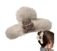 Pinces à cheveux en peluche - Réutilisable - En peluche douce - Grande poignée - Antidérapante - Durable - Pour le coiffage quotidien - Accessoire mignon pour les filles, les femmes, les amis