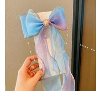 Pinces à cheveux en ruban dégradé pour filles, faites à la main pour nœud arc-en-ciel, accessoires de cheveux avec longues queues, clip pointu sécurisé pour tresses de queue de cheval, princesse de