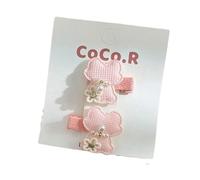 Pinces à cheveux en tissu, faites à la main, mignonnes et mignonnes avec nœud brodé sur le côté qui n'endommagera pas les cheveux, ours rose nacré
