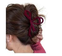 Pinces à cheveux en velours rouge avec nœud - Automne et hiver - Pour femme - Cadeau français élégant - Épingle à cheveux coréenne - Accessoires pour cheveux féminins (gris)
