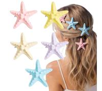 Pinces À Cheveux Étoile De Mer - 5 Décorations Colorées Thème | Accessoires Coiffure Sirène,Accessoires pour Plage, Voyage, Rencontres Amoureuses, Vacances et Soirées