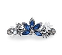 Pinces à cheveux fleurs bleu marine pour femmes, épingles à cheveux florales avec strass bleus, accessoires de cheveux avec cristaux pour mariage, fête et tous les jours