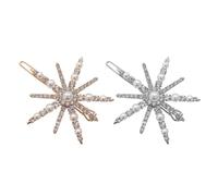 Pinces à Cheveux Flocon de Neige Élégantes en Perles et Cristaux | Alliage, Style Raffiné, pour Costumes et Concerts, Convient à Tous Âges, Lot de Deux Pièces
