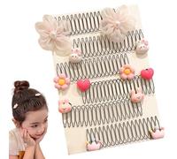 Pinces à cheveux invisibles 6 pièces/ensemble peigne flexible épingle à cheveux en métal avec embellissement de fleur de lapin antidérapant confort accessoires mignons pour les filles