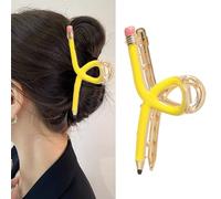 Pinces à cheveux jaunes pour femmes et filles - Pinces à cheveux amusantes pour enseignantes - Pour la rentrée scolaire - Accessoires de cheveux pour enseignants