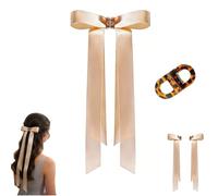 Pinces à cheveux magnétiques 2 en 1 sans couture avec nœud papillon pour femmes et filles (longues) (or rose)