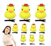 Pinces à cheveux mignonnes en forme de canard jaune, épingle à cheveux en forme de petit canard jaune | 10 pièces ensemble d'épingles à cheveux en peluche pour couvre-chef d'animaux,Pinces à cheveux d