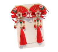 Pinces à cheveux Nouvel An chinois, épingles à cheveux chinoises - Nœuds poilus avec pinces à cheveux de style chinois avec glands, pour les cheveux du Nouvel An pour la fête des mères,