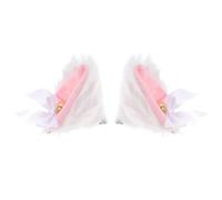 Pinces à Cheveux Oreilles de Chat en Flanelle, Polyester et Fer | Paire pour Cosplay et Divertissement, Style Mignon et Innocent, Blanc ou Rose, Confortables à Porter