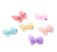 Pinces à Cheveux Orné de Perles, en Chiffon Nœud 8 Pièces | Style Princesse Adorable, Décoration en Maille, pour Pigtails et Fêtes, Couleurs Assorties, Couleur Aléatoire Plusieurs