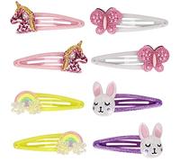 Pinces à cheveux papillon arc-en-ciel antidérapantes en métal pour filles - Accessoires pour cheveux licorne scintillants - Pinces à cheveux colorées en forme de lapin pour fête d'anniversaire