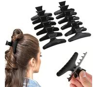 Pinces à Cheveux Papillon Noires 12 Pièces, Pinces de Section pour Coiffeurs, Poignée Antidérapante, Facile à Utiliser