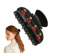 Pinces à cheveux plates en acrylique pour femme - 7 cm - Pince à cheveux en acétate - Durable - Noir - Blanc et rouge - Design robuste pour un usage quotidien, les vacances, les fêtes et comme cadeau