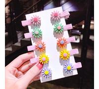 Pinces À Cheveux Pour Enfants, 10 Pièces, Ensemble D'accessoires Pour Cheveux De Filles, Fleurs De Marguerite Colorées, Fruits De Dessin Animé, Couleur Mixte, Vente En Gros