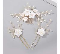 Pinces À Cheveux Pour Femmes, Diadèmes, Fleur Blanche, Strass, Perle, Épingles À Cheveux, Couvre-Chef De Mariée, Bijoux De Mariage