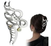 Pinces à cheveux pour femmes et filles, accessoires de mode, argent Y2K style vague, pinces à cheveux en métal avec motifs de perles, accessoires élégants pour cheveux épais et fins