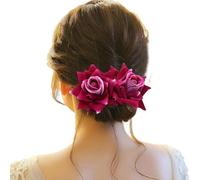 Pinces à cheveux pour fille - Pinces à cheveux en forme de fleur pour femme - Coiffe florale pour mariage - Accessoires de cheveux pour enfants et femmes - Pinces à cheveux - Fourchette rose - Peigne