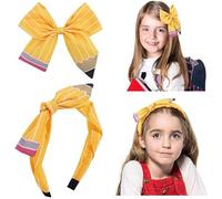 Pinces à cheveux pour la rentrée scolaire, bandeau pour enseignante pour femme et nœuds jaunes pour cadeaux de reconnaissance des enseignants, accessoires de cheveux pour la rentrée scolaire pour