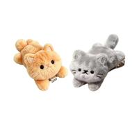 Pinces à cheveux Puss pour mèches latérales avec fermetures en | Oreilles 3D et visages de chat cousus, accents dimensionnels flous, fermetures en bec de canard pour franges