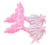 Pinces à Cheveux Sirène 2pcs en Tissu Pailleté et Métal | Rose, Motif Adorable et Élégant, pour Mariages et Fêtes, Accessoire Lumineux Qui Complète une Tenue