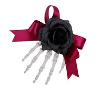 Pinces à cheveux squelette, pinces à cheveux Halloween, Crâne Squelette Mains Os Main Pince à cheveux, Pince à cheveux à main avec griffes de squelette et tête de mort, épingle à cheveux avec fleur, g