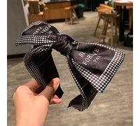 Pinces à cheveux, version coréenne du bandeau à très grand nœud, nouveau bandeau à pression de point d'onde de tempérament polyvalent, bandeau en épingle à cheveux à larges bords,(Alphabet black)