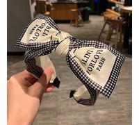 Pinces à cheveux, version coréenne du bandeau à très grand nœud, nouveau bandeau à pression de point d'onde de tempérament polyvalent, bandeau en épingle à cheveux à larges bords,(Alphabet white)