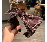 Pinces à cheveux, version coréenne du bandeau à très grand nœud, nouveau bandeau à pression de point d'onde de tempérament polyvalent, bandeau en épingle à cheveux à larges bords,(Alphabet Brown)