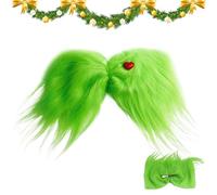 Pinces à cheveux vertes, pinces à cheveux de Noël | Noeud de cheveux poilu avec coeur rouge | pour cheveux de Noël, décorations d'arbre, pour costumes de fête pour do
