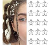 Pinces à Cheveux Y2K Star Antidérapant Snap Barrettes à Cheveux 2000s Argent Métal Accessoires Pour Cheveux Pour Filles Femmes (15 P -1.18"-silver)