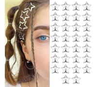 Pinces à Cheveux Y2K Star Antidérapant Snap Barrettes à Cheveux 2000s Argent Métal Accessoires Pour Cheveux Pour Filles Femmes (30 P -1.18"-silver)