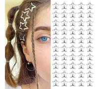 Pinces à Cheveux Y2K Star Antidérapant Snap Barrettes à Cheveux 2000s Argent Métal Accessoires Pour Cheveux Pour Filles Femmes (50 P - 1.18"-silver)