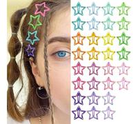 Pinces à Cheveux Y2K Star Antidérapant Snap Barrettes à Cheveux 2000s Argent Métal Accessoires Pour Cheveux Pour Filles Femmes (30 P -1.18"-Spotted color)