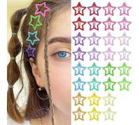 Pinces à Cheveux Y2K Star Antidérapant Snap Barrettes à Cheveux 2000s Argent Métal Accessoires Pour Cheveux Pour Filles Femmes (30 P -1.18"-Multiple Colors)