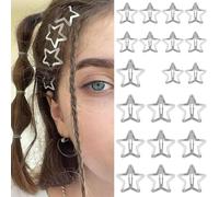Pinces à Cheveux Y2K Star Antidérapant Snap Barrettes à Cheveux 2000s Argent Métal Accessoires Pour Cheveux Pour Filles Femmes (20 P - 1.18" 1.57"-silver)