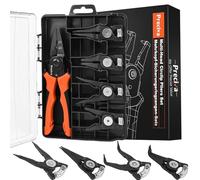 Pinces à circlips Preciva 6-Inch, 4 Embouts (Droit/Courbé, Intérieur/Extérieur), Acier Carbone, Coffret Inclus. Pour Anneaux de Retenue C-clips